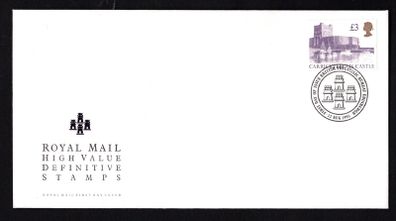 1995 Great Britain Royal Mail High Value UK3 Carrickfergus Castle Definitive Stamp Addressed First Day Cover (FDC).