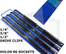 US PRO Tools Socket Rail Tray holds 86 Sockets, 1/4" 3/8" 1/2" drive clips 6741