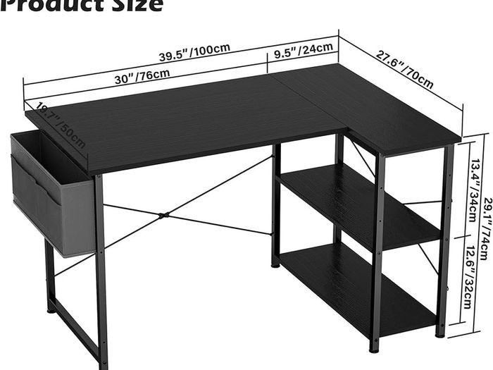 NEW SALE | L Shaped Desk 100CM Computer Desk Study Office Desk Gaming Desk Writing Table With Bookshelf Reversible Corner Desk For Home Office Studio Workstation