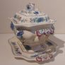 Fabulous Rare Vintage Masons Ironstone Large Lidded Soup Tureen Complete with Matching Underplate and Ladle in the Regency Pattern, Circa 1940 - Amazing to Have the Complete Set! Image 7
