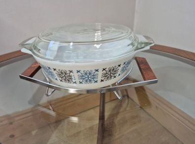 VINTAGE NEW OLD STOCK: JAJ Pyrex "Chelsea" 3-Pint Casserole Set with Original Box & Stand