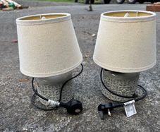 Pair of grey ceramic table lamps