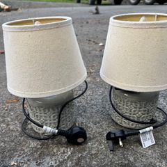 Pair of grey ceramic table lamps