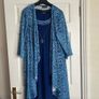 Occasion wear Royal Blue Dress with crochet effect jacket Image 2