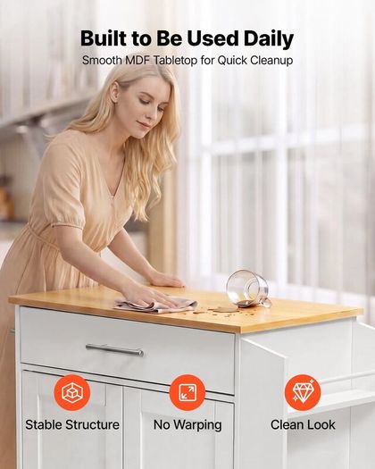 Kitchen Island Cart with Storage Mobile Rolling Storage Island on Swivel Wheels with Drawer