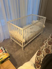 Baby cot bed with matress, leak proof and sheets, Baby Elegance 120 x 60cm, white