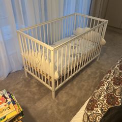 Baby cot bed with matress, leak proof and sheets, Baby Elegance 120 x 60cm, white