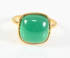 Green onyx ring gold plated sterling silver