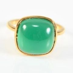 Green onyx ring gold plated on sterling silver
