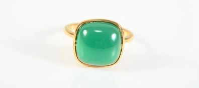Green onyx ring gold plated on sterling silver