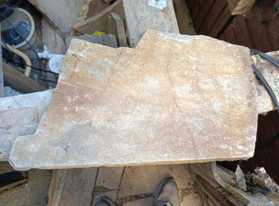 orangey stone paving, small batch