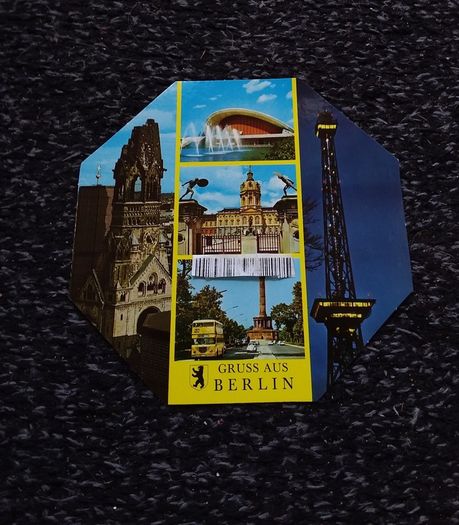 German Postcards : Grub aus Berlin - Octagonal Multi-view Postcard and Envelope..