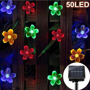 Solar String Lights Garden, 23ft 8 Modes 50 LED Blossom Solar Powered Fairy Lights Waterproof Outdoor Flower String Lights for Patio, Yard, Tree, Home, Lawn, Wedding, Party Decorations (Multi Colour)