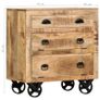 Side Cabinet with Wheel 70x40x75 cm Solid Mango Wood Image 8