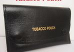 Black Genuine Leather Tabacco Pouch with flap over closure and paper holder