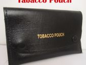 Black Genuine Leather Tabacco Pouch with flap over closure and paper holder