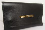 Black Genuine Leather Tabacco Pouch with flap over closure and paper holder