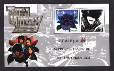 2021 Ireland Stampa Support Stampa 2021 Souvenir on Think Lizzy Commemorative Stamps Miniature Sheet Overprinted for Stampa Mint Never Hinged (MNH)