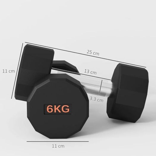 Dumbbells Weights Set with 12-Sided Shape and Non-Slip Grip for Men Women Home Gym Workout, 2 x 6kg