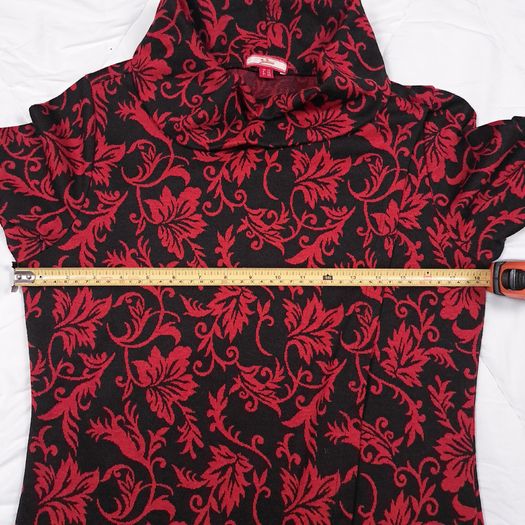 Joe Browns Black Red Floral High Neck Wrap Longline Tunic Long Sleeve Top 12UK/40EU