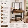 Industrial Dressing Table with Folding Mirror and Stool Vintage Brown Black Image 6
