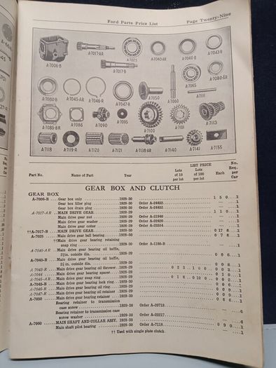 1931 Ford Parts Price List ( Model  A-AF-AAF )