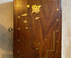Jewellery Box Inlaid With Brass And Lockable