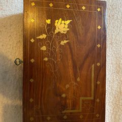 Jewellery Box Inlaid With Brass And Lockable