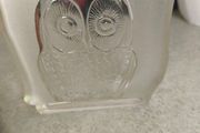 Vintage Owl Crystal Paperweight 70s Mid Century Glass