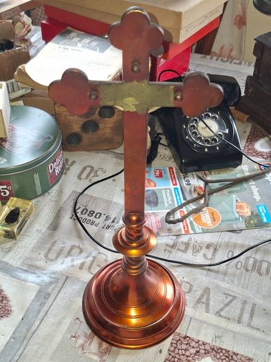 Large Antique Heavy Altar Crucifix with an INRI, and a Heavy Brass that's copper-toned pedestal base, Postage Available or Collection