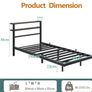 Single Floating Metal Bed Frame with LED Lights Storage Shelf Walnut Floating Metal Platform Bed With USB Charging Station Heavy Duty Noise Free Slats No Box Spring Needed For Bedroom Image 2