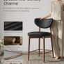 Set of 2 Bar Stools with Backrest Solid Wood Legs in PU Leather Padded Counter Stool Image 3