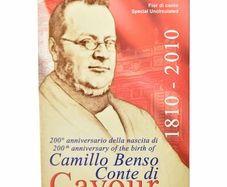 Italy 2 Euro Commemorative Coin 2010 - Camillo Benso Conte di Cavour BU. Coincard.