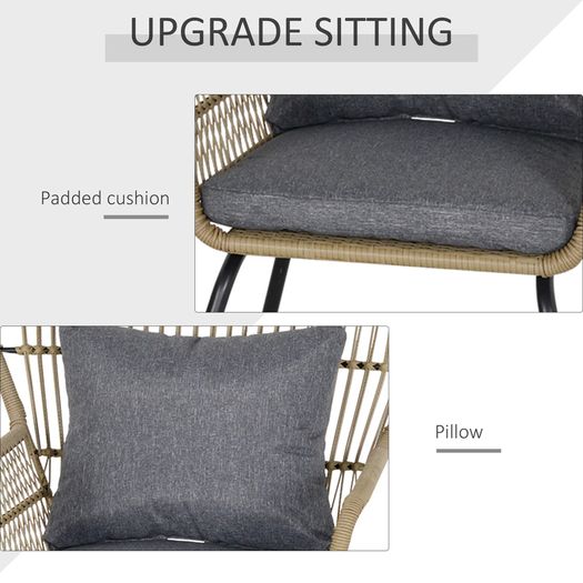 3 Piece Rattan Garden Furniture Set - Includes Cushions, Outdoor Conservatory Dining Set with 2 Chairs and Glass Coffee Table, Brown