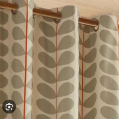Orla Kiely Warm Grey, Cream with Orange Eyelet Curtains
