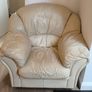 2 cream leather armchairs Image 2