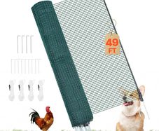 Temporary Fence with Posts, 0.9 x 15m Plastic Mesh Fencing,Garden Safety Fences Netting with Double-Spike Stakes & Guy Ropes