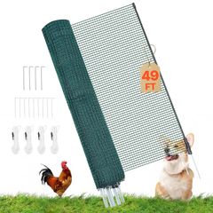 Temporary Fence with Posts, 0.9 x 15m Plastic Mesh Fencing,Garden Safety Fences Netting with Double-Spike Stakes & Guy Ropes