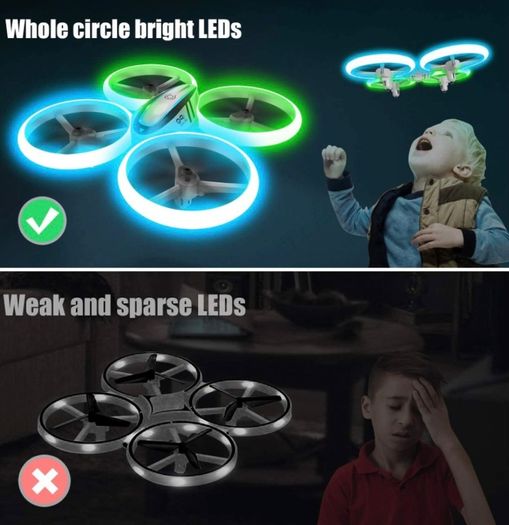 Drones for Kids,RC Drone with Altitude Hold and Headless Mode,Quadcopter with Blue & Green Lights,Propellers Full Protect and Double Batteries,Easy to fly Gift Toy for Boys and Girls (FREE POSTAGE)