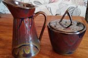 American Art Pottery Sugar Bowl &amp; Creamer