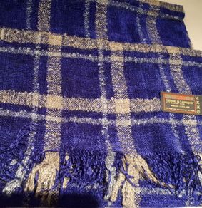 New scarf royal blue and grey mohair/acrylic/wool