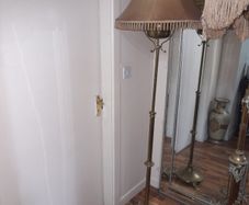 Beautiful Antique Oil Brass Standard Lamp with intricate decorative details, Converted to Electric