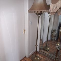 Beautiful Antique Oil Brass Standard Lamp with intricate decorative details, Converted to Electric