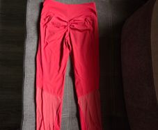 Coral Capri leggings, ruched bum, with mesh details, size 10