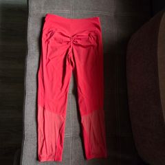 Coral Capri leggings, ruched bum, with mesh details, size 10
