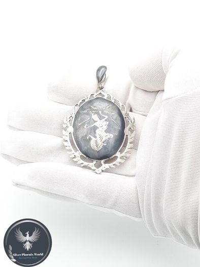 Vintage Sterling Silver Siam Niello Brooch Pendant