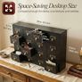 Cabinet with Drawers - 16 Vintage Drawers, Card Catalog Cabinet, Black Wooden Image 5