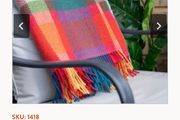 Cashmere Throw Bright Yellow, Pink and Green Check