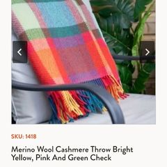 Cashmere Throw Bright Yellow, Pink and Green Check