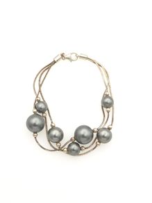 Vintage 925 Sterling Silver Pearl-Look Multistrand Bracelet